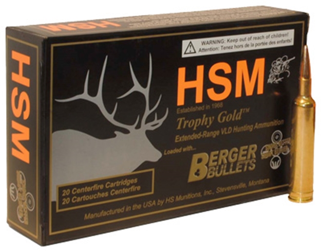 Picture of Hsm 308Nor185vld Trophy Gold Extended Range 308 Norma Mag 185 GR Berger Hunting Vld Match 20 Per Box/ 20 Case BER308NOR185 837306006562