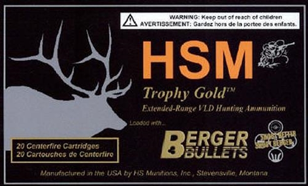 Picture of Hsm 270Wsm150vld Trophy Gold Extended Range 270 Wsm 150 GR Berger Hunting Vld Match 20 Per Box/ 25 Case BER270WSM150