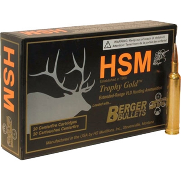 Picture of Hsm 3006168Vld Trophy Gold Extended Range 30-06 Springfield 168 GR Berger Hunting Vld Match 20 Per Box/ 20 Case BER3006168VL