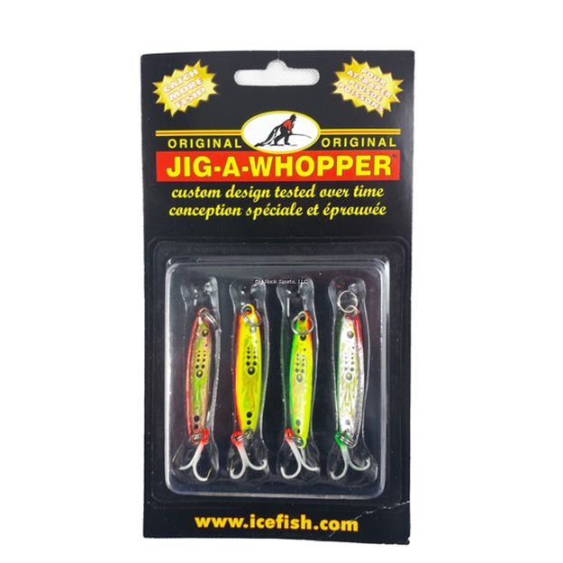 Picture of HT Lazer Rocker Minnows 1/8 OZ 4/Pk Assort.  Orange/Chart, Gold/Orange, Silver/Lime & Green Perch Glo