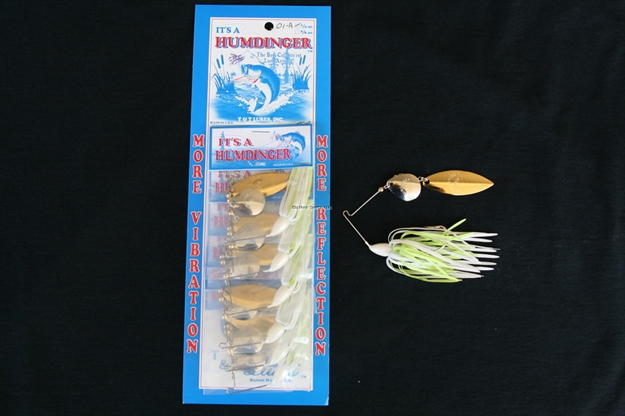 Picture of Humdinger Spinnerbait, 1/4 Oz, 4/0 Hook, Gold Colorado/Nickel Willow Blade,Chartreuse/White