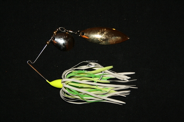Picture of Humdinger Spinnerbait, 1/4 Oz, 4/0 Hook, Gold Colorado/Nickel Willow Blade,Green/Chartreuse/White