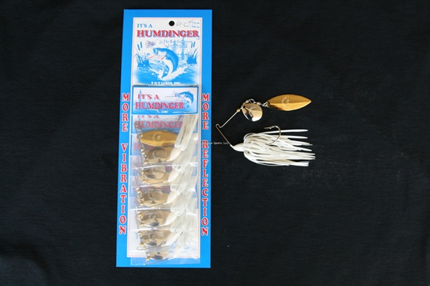 Picture of Humdinger Spinnerbait, 1/4 Oz, 4/0 Hook, Gold Colorado/Nickel Willow Blade,White