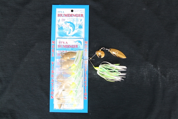 Picture of Humdinger Spinnerbait, 1/4 Oz, 4/0 Hook, Gold Colorado/Willow Blade,Green/Chartreuse/White