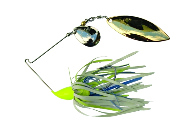 Picture of Humdinger Spinnerbait, 3/8 Oz, 4/0 Hook, Gold Colorado/Nickel Willow Blade,Chartreuse/Blue/White Skirt