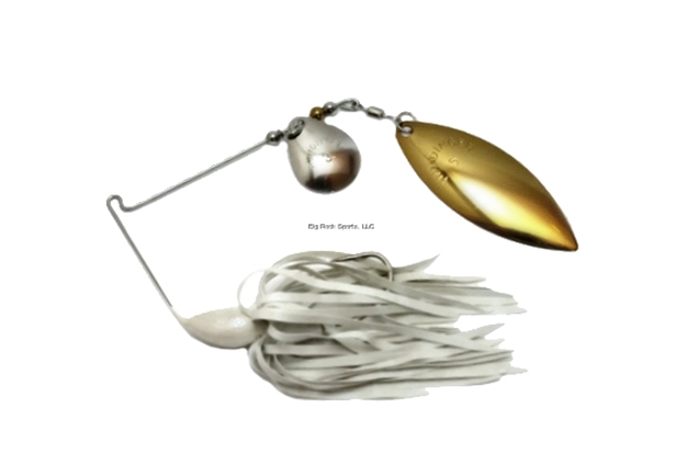 Picture of Humdinger Spinnerbait, 3/8 Oz, 4/0 Hook, Gold Colorado/Nickel Willow Blade,White Skirt