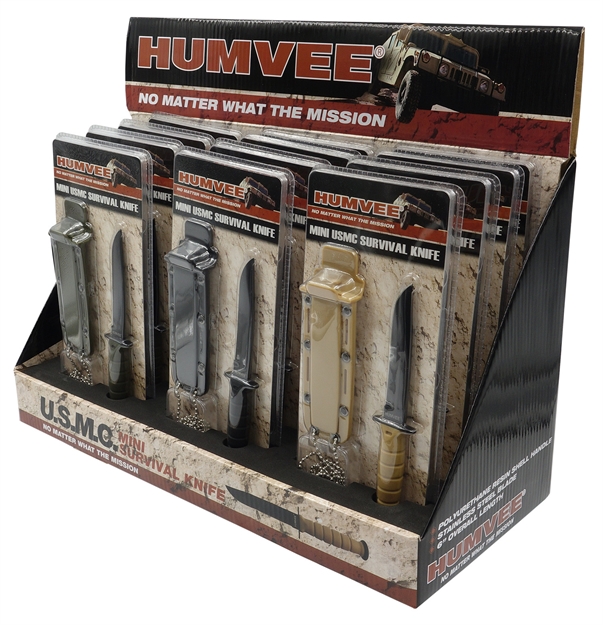 Picture of Humvee Adventure Gear Hmvdbusmc Humvee Combat Knife Display 3.5" Usmc Combat Knife Display HMV-DB-USMC