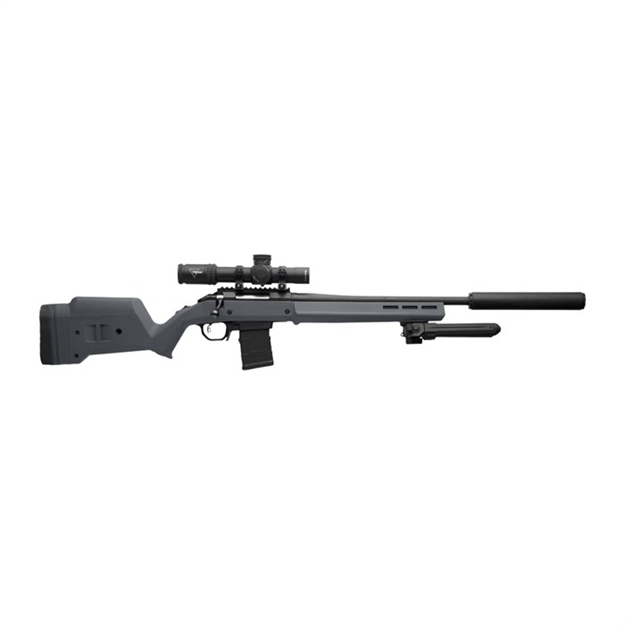 Picture of Magpul Mag1207gry Hunter American Stock Gray Adjustable Synthetic Stock With Aluminum Chassis For Short Action Ruger American Right Hand Includes Stanag Mag Well MAG1207-GRY 840815137993