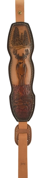 Picture of  Hunter Company 027-40 Trophy Custom Sling Padded Brown Leather/Suede With Deer Design 021771270409