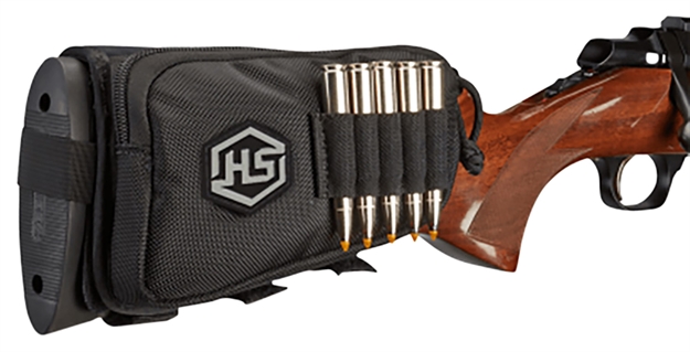 Picture of  Hunters Specialties 01620 Buttstock Shell Holder  W/Pouch Holds 5 Cartridges Black Polyester