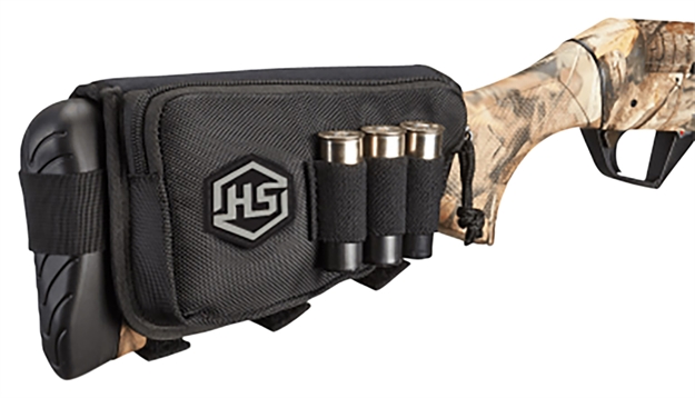 Picture of  Hunters Specialties 01621 Buttstock Shell Holder  W/Pouch Holds 3 Rounds Black Polyester 021291016211