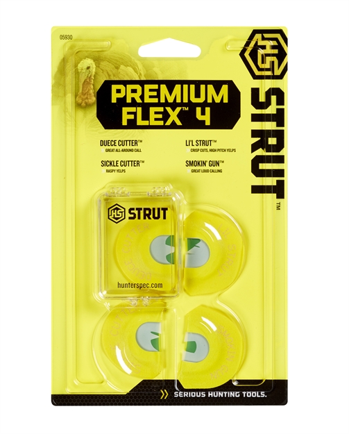 Picture of  HS Strut Str05930 Premium Flex 4 Diaphragm Call Attracts Turkey Species Yellow Contains 4 Calls 021291059300