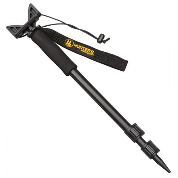 Picture of  Hunters Specialties 00611 Shooter's Stick  Monopod Made OF Aluminum With Black Finish, 17-36" Vertical Adjustment, Contoured Gun Rest, Wrist Strap & Quick-Release Leg Locks