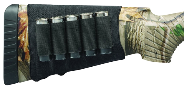 Picture of  Hunters Specialties 00685 Buttstock Shell Holder  Black Elastic 5Rd Shotgun 021291006854