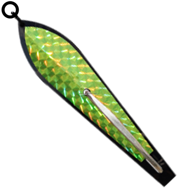 Picture of Huntington Original Drone Spoon, 5 1/2", 1 1/8 Oz, 10/0 Hook, Black With Fluorescent Yellow Flash Scale
