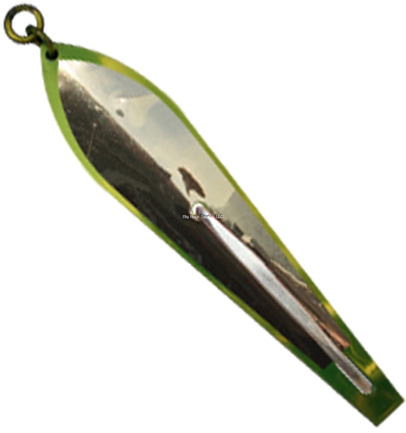 Picture of Huntington Original Drone Spoon, 5 1/2", 1 1/8 Oz, 10/0 Hook, Electric Green/Mirror Gold Flash Scale