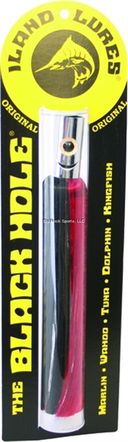 Picture of Iland Black Hole Jet Head Trolling Lure, 8 1/2", 1 1/4 Oz, 3-D Eyes, Chrome Head/Red & Black Skirt
