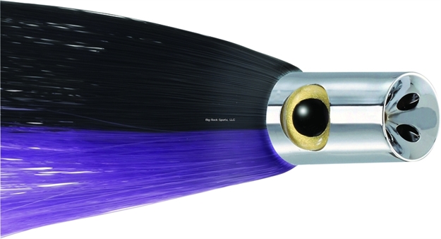 Picture of Iland Express Jet Head Trolling Lure, 10 1/2", 3 Oz, 3-D Eyes, Chrome Head/Black & Plum Skirt, 8 - 10 Kts