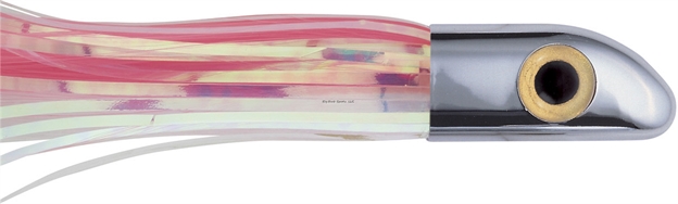 Picture of Iland Hoo-La Hood Trolling Lure, 7 1/8", 1 7/8 Oz, 3-D Eyes, Chrome Head/E Pink & E White Skirt, UP TO 12 Kts