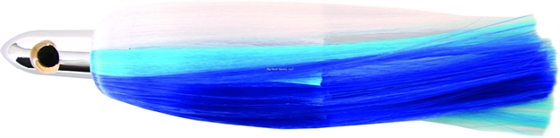 Picture of Iland Ilander E-Series Trolling Lure, 8 1/4", 2 1/2 Oz, 3-D Eyes, Chrome Head/Blue E Blue & E White Skirt, 6 - 8 1/2 Kts