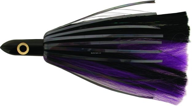 Picture of Iland Ilander Flashilander Trolling Lure, 8 1/4", 2 1/2 Oz, 3-D Eyes, Black Head/Black Flash & Plum Skirt, 6 - 8 1/2 Kts