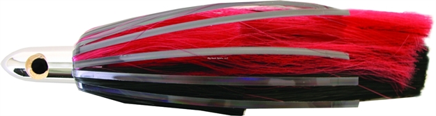 Picture of Iland Ilander Flashilander Trolling Lure, 8 1/4", 2 1/2 Oz, 3-D Eyes, Chrome Head/Black Flash Red & Black Skirt, 6 - 8 1/2 Kts