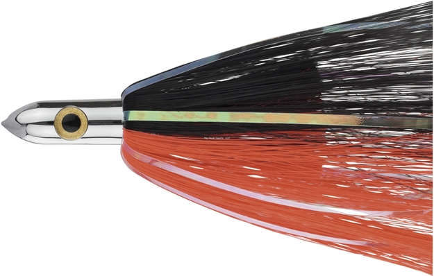 Picture of Iland Ilander Heavy-Weight Flashilander Trolling Lure, 8 1/4", 4 Oz, 3-D Eyes, Chrome Head/Black & E Red Skirt