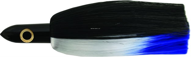 Picture of Iland Ilander Trolling Lure, 8 1/4", 2 1/2 Oz, 3-D Eyes, Black Head/Black Crystal & Blue (Mar) Skirt, 6 - 8 1/2 Kts