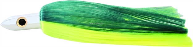 Picture of Iland Ilander Trolling Lure, 8 1/4", 2 1/2 Oz, 3-D Eyes, Chrome Head/Green & Chartreuse Skirt, 6 - 8 1/2 Kts