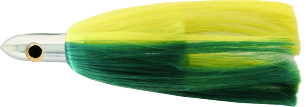 Picture of Iland Ilander Trolling Lure, 8 1/4", 2 1/2 Oz, 3-D Eyes, Chrome Head/Green & Yellow Skirt, 6 - 8 1/2 Kts