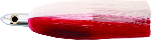 Picture of Iland Ilander Trolling Lure, 8 1/4", 2 1/2 Oz, 3-D Eyes, Chrome Head/Red & White Skirt, 6 - 8 1/2 Kts