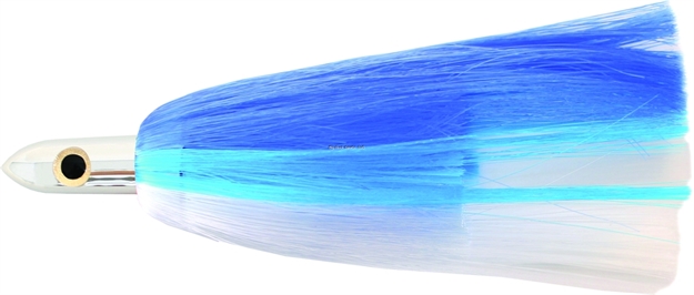Picture of Iland Jr. Ilander E-Series Trolling Lure, 6 3/4", 1 3/4 Oz, 3-D Eyes, Chrome Head/Blue E Blue & E White Skirt