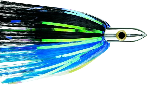 Picture of Iland Jr. Ilander Flashilander Trolling Lure, 6 3/4", 1 3/4 Oz, 3-D Eyes, Chrome Head/Black & E Blue Skirt