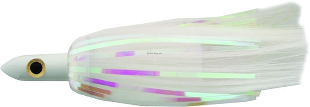 Picture of Iland Jr. Ilander Flashilander Trolling Lure, 6 3/4", 1 3/4 Oz, 3-D Eyes, White Head/Crystal Skirt