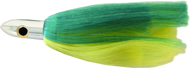 Picture of Iland Jr. Ilander Trolling Lure, 6 3/4", 1 3/4 Oz, 3-D Eyes, Chrome Head/Green & Yellow Skirt