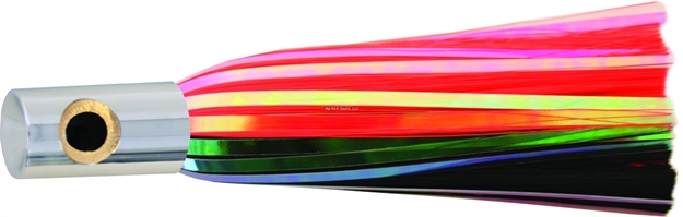 Picture of Iland Sailure Flasher Trolling Lure, 5 1/2", 1/2 Oz, 3-D Eyes, Conical Chrome Head/Black & E Red Skirt, 5 - 8 Kts