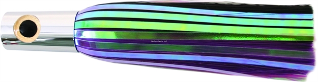 Picture of Iland Sailure Flasher Trolling Lure, 5 1/2", 1/2 Oz, 3-D Eyes, Conical Chrome Head/Black & Plum Skirt, 5 - 8 Kts