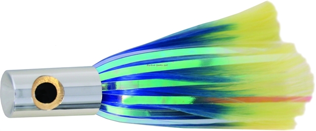 Picture of Iland Sailure Flasher Trolling Lure, 5 1/2", 1/2 Oz, 3-D Eyes, Conical Chrome Head/Blue & Yellow (Dol) Skirt, 5 - 8 Kts