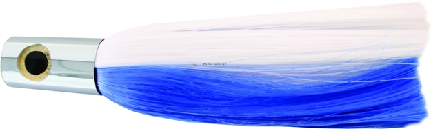 Picture of Iland Sailure Trolling Lure, 5 1/2", 1/2 Oz, 3-D Eyes, Conical Chrome Head/Blue & White Skirt, 5 - 8 Kts