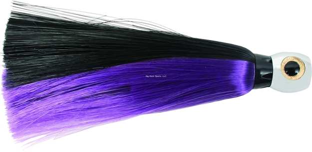 Picture of Iland Sea Star Jet Head Trolling Lure, 6 3/4", 1 1/2 Oz, 3-D Eyes, Chrome Head/Black & Plum Skirt, 6 - 10 Kts