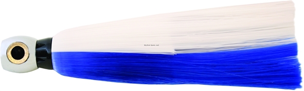 Picture of Iland Sea Star Jet Head Trolling Lure, 6 3/4", 1 1/2 Oz, 3-D Eyes, Chrome Head/Blue & White Skirt, 6 - 10 Kts