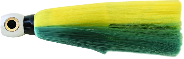 Picture of Iland Sea Star Jet Head Trolling Lure, 6 3/4", 1 1/2 Oz, 3-D Eyes, Chrome Head/Green & Yellow Skirt, 6 - 10 Kts