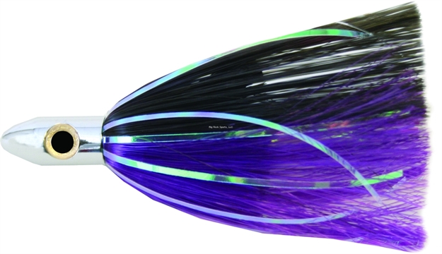 Picture of Iland Tracker Flasher Trolling Lure, 4 1/4", 3/4 Oz, 3-D Eyes, Chrome Head/Black & Plum Skirt