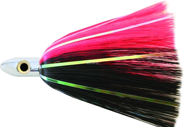 Picture of Iland Tracker Flasher Trolling Lure, 4 1/4", 3/4 Oz, 3-D Eyes, Chrome Head/Black & Red Skirt