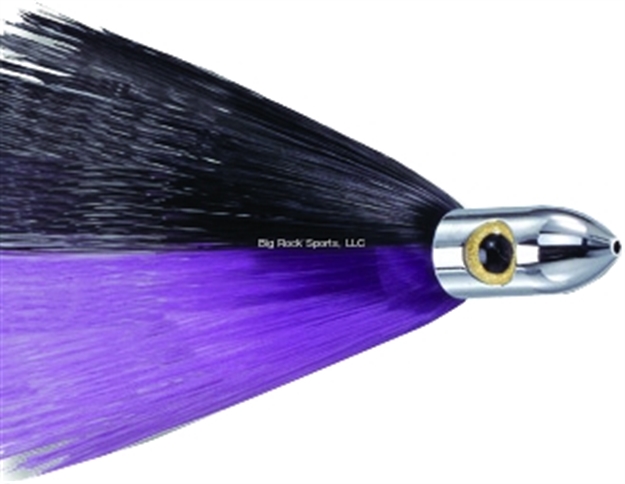 Picture of Iland Tracker Trolling Lure, 4 1/4", 3/4 Oz, 3-D Eyes, Chrome Head/Black & Plum Skirt