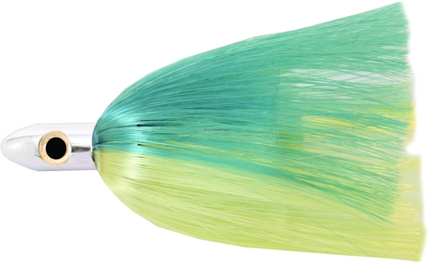 Picture of Iland Tracker Trolling Lure, 4 1/4", 3/4 Oz, 3-D Eyes, Chrome Head/Green & Yellow Skirt