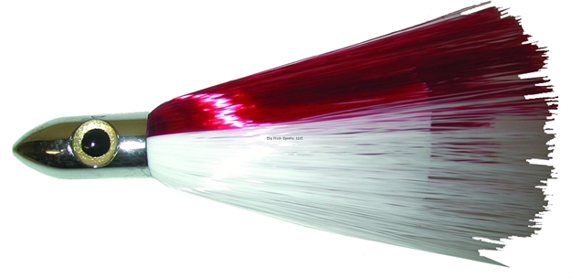 Picture of Iland Tracker Trolling Lure, 4 1/4", 3/4 Oz, 3-D Eyes, Chrome Head/Red & White Skirt