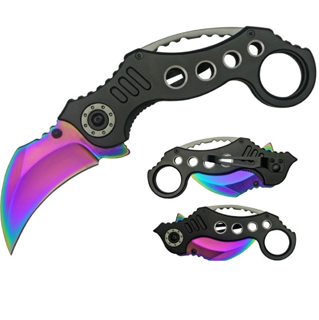 Picture of Impulse Product Karambit 3 IN Rainbow Blade Black Handle