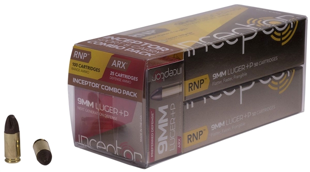 Picture of Inceptor 9Rnparxbrlug Sport & Carry Combo Pack 
9Mm Luger 65 GR Rnp/Arx 125 Bx/ 12 CS