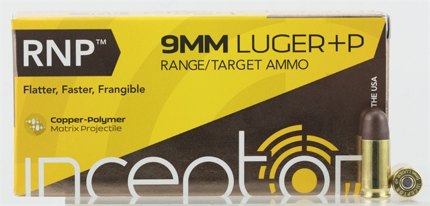 Picture of Inceptor Ammunition 9Mm+P 65Gr Rnp Sprt Util